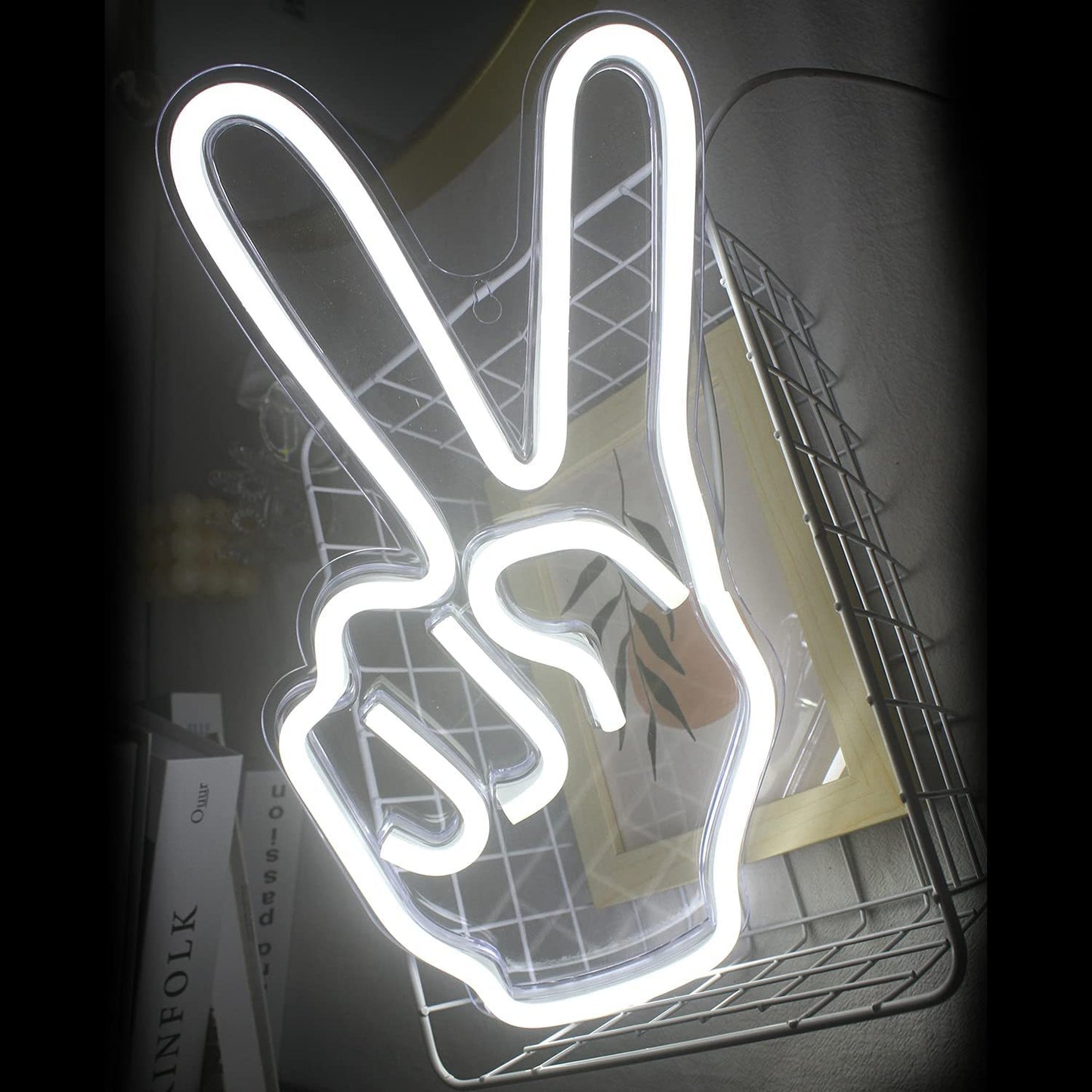Victory Gesture Finger Shape PVC Neon Light