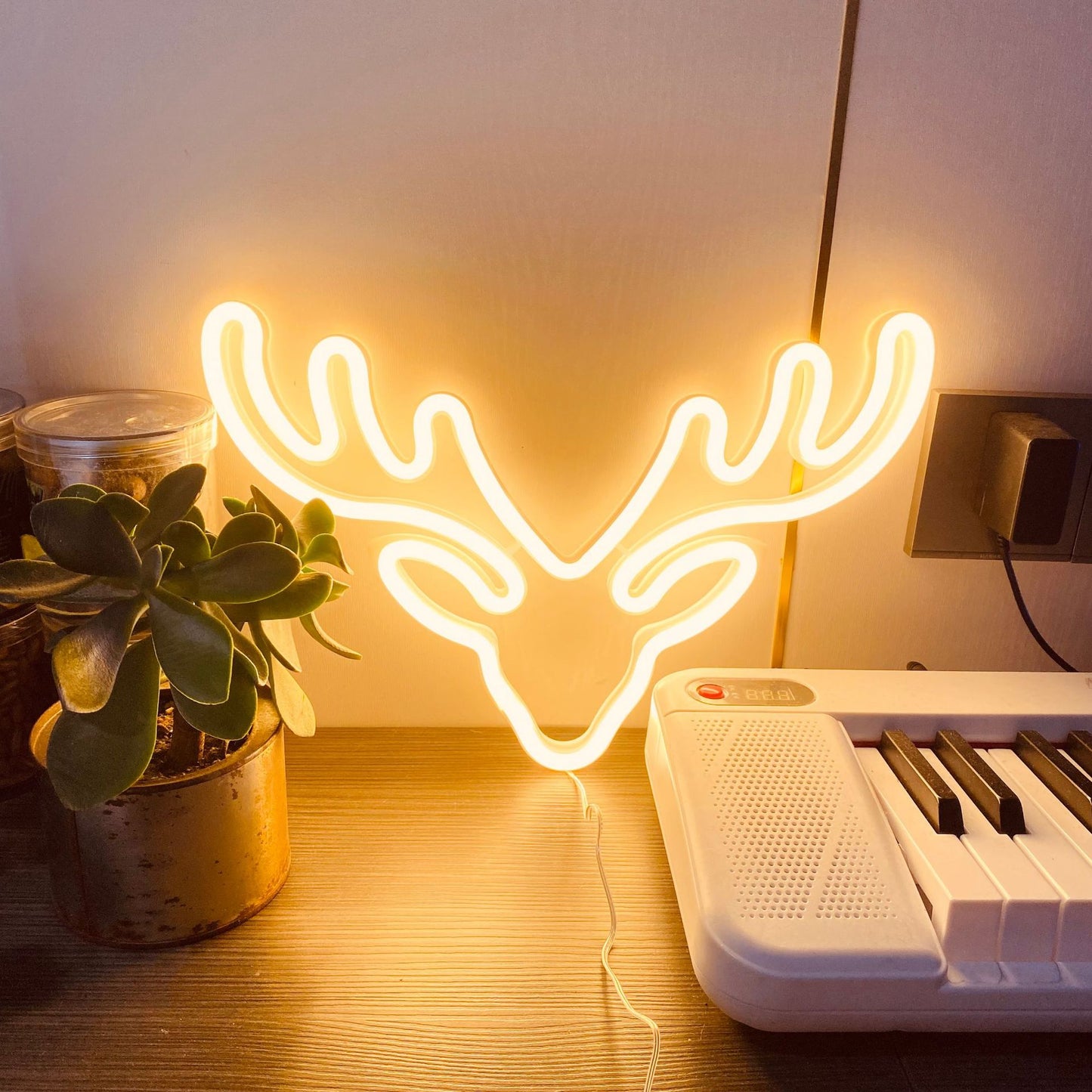 PVC Deer Head Neon LED Modeling Light