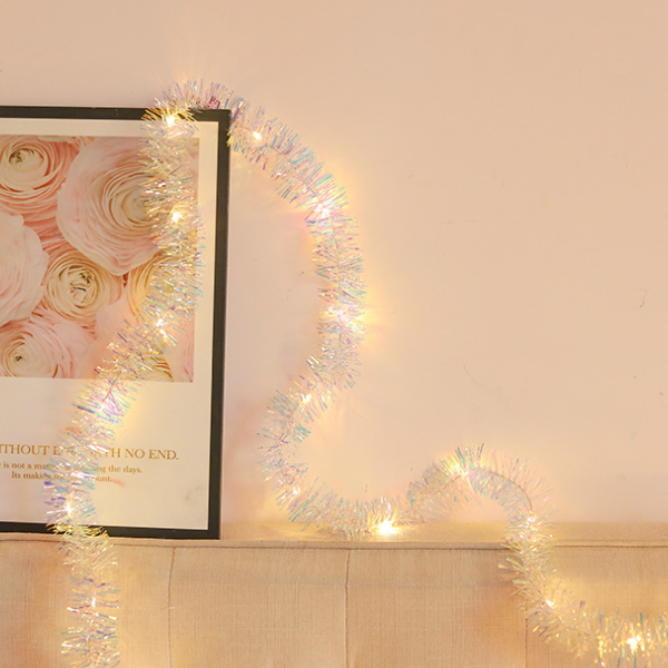 Tinsel Garland  Foil LED  Light Hanging Decor For  Christmas