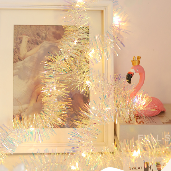Tinsel Garland  Foil LED  Light Hanging Decor For  Christmas