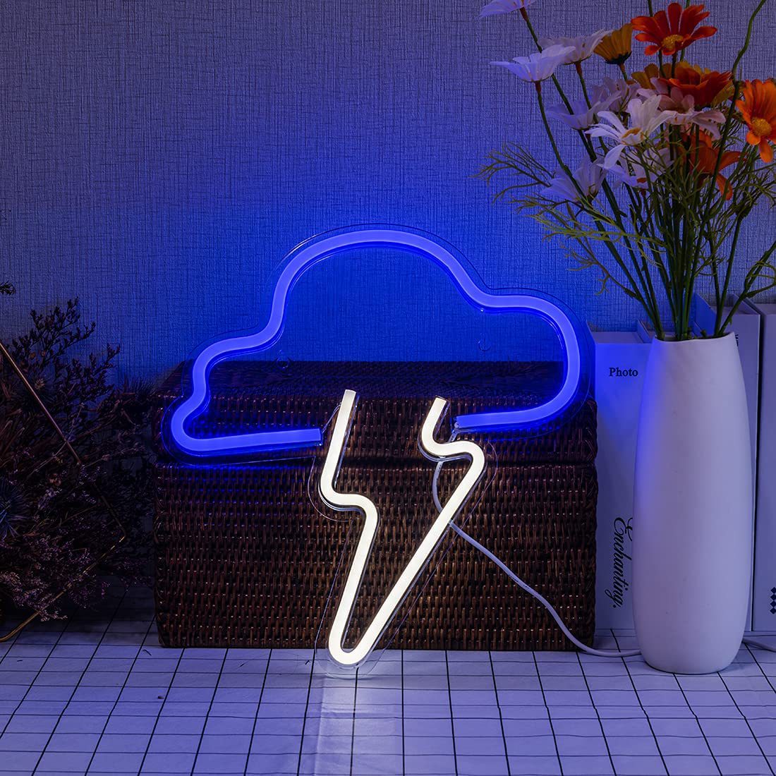 Acrylic Cloud Lightning Shape Neon Light Decoration