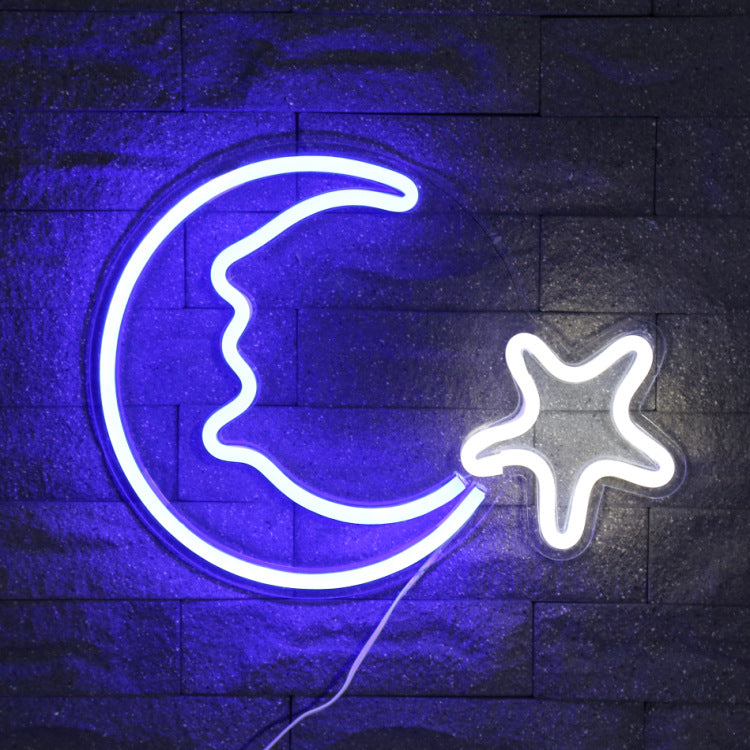 Acrylic Blue Stars And Moon Neon Lamp
