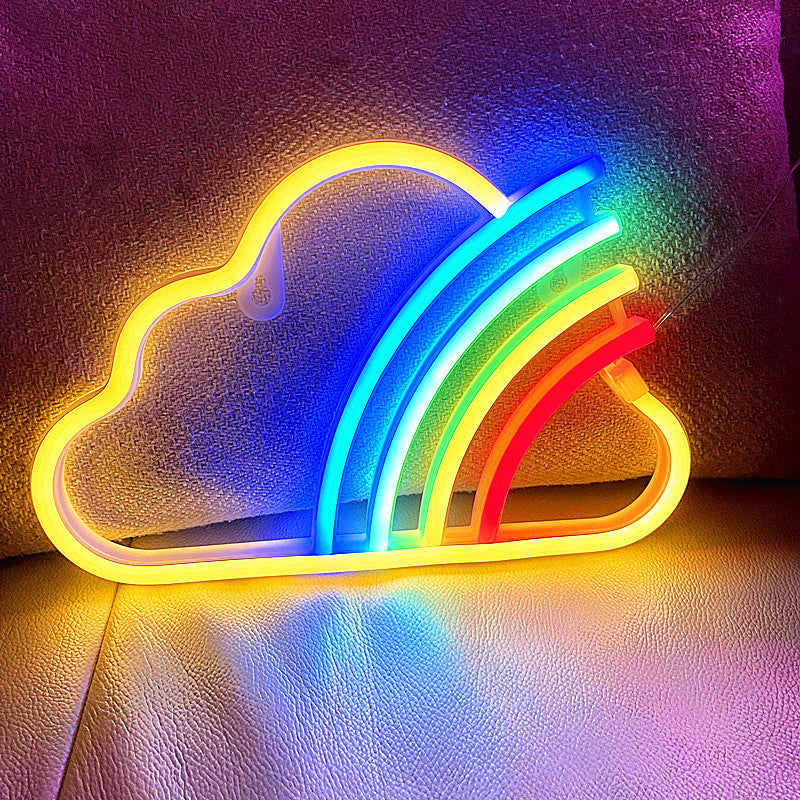PVC Cloud Rainbow Yellow Neon LED Light