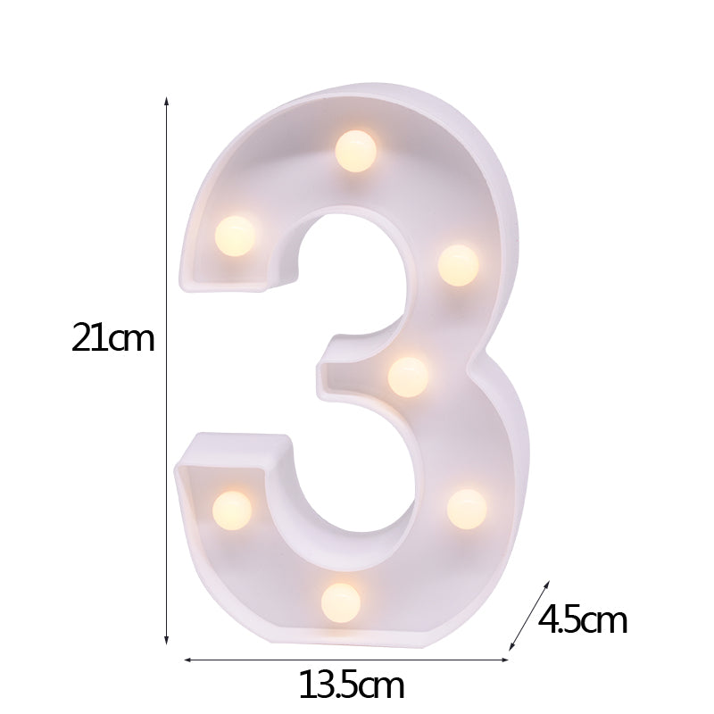 0-9 Digital Number LED Battery Powered Luminous Arabic Numerals Light For Wedding Anniversary Birthday Party Decor