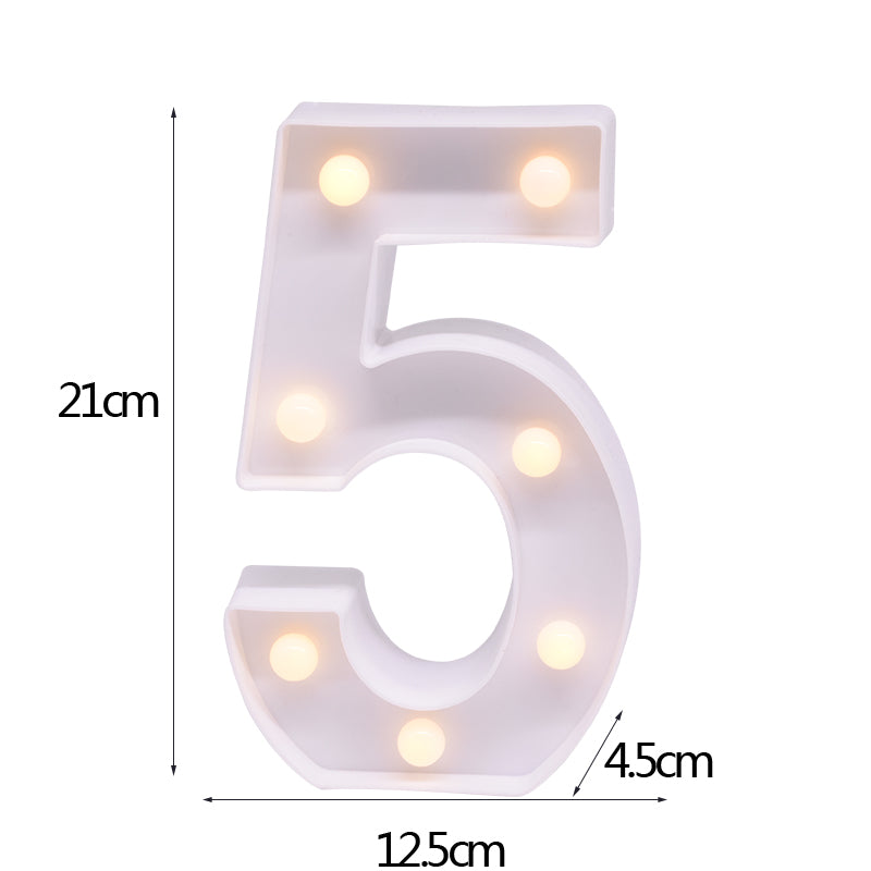 0-9 Digital Number LED Battery Powered Luminous Arabic Numerals Light For Wedding Anniversary Birthday Party Decor