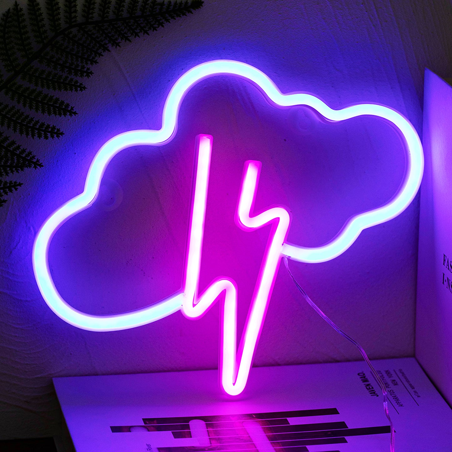 Lightning LED Neon Sign Clouds Night Light Battery/USB Operated for Home Wall Decor