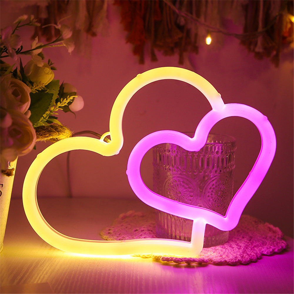 Love Neon Lights LED Heart Shape Party Decor Lights USB Battery LED Light