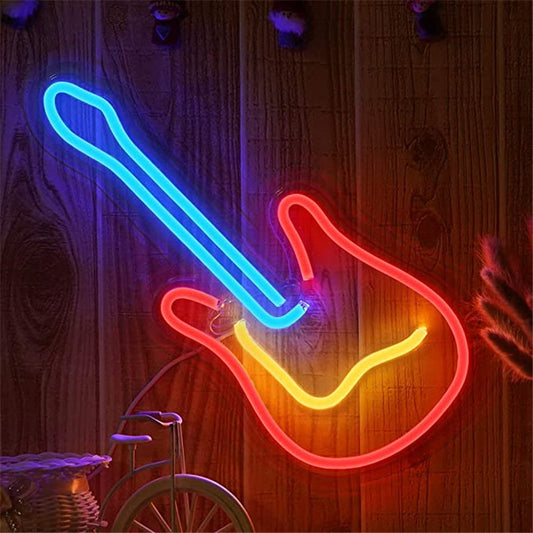 3D LED Neon Guitar Wall Hanging  Light Sign For Bar Pub Decor