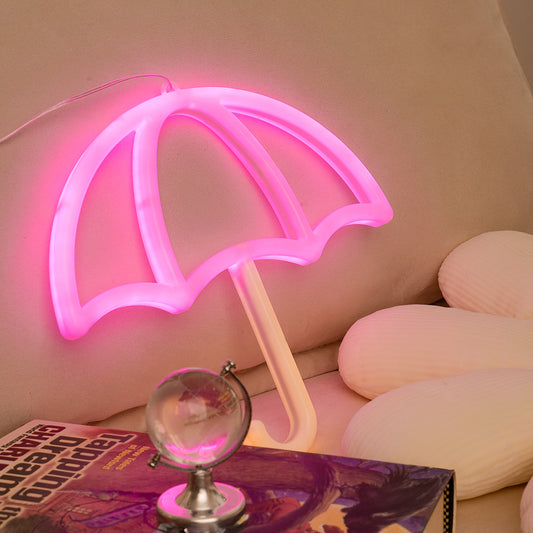 Pink Umbrella Led Neon Lights for Bedroom USB & Battery Operated Neon Sign Light