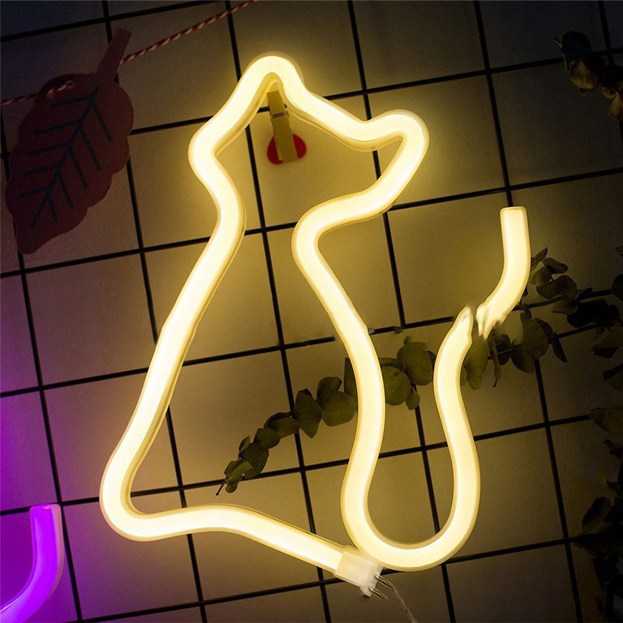Cat Neon Light Sign LED Animal Figure Modeing Lamp Decor Ornaments for Room