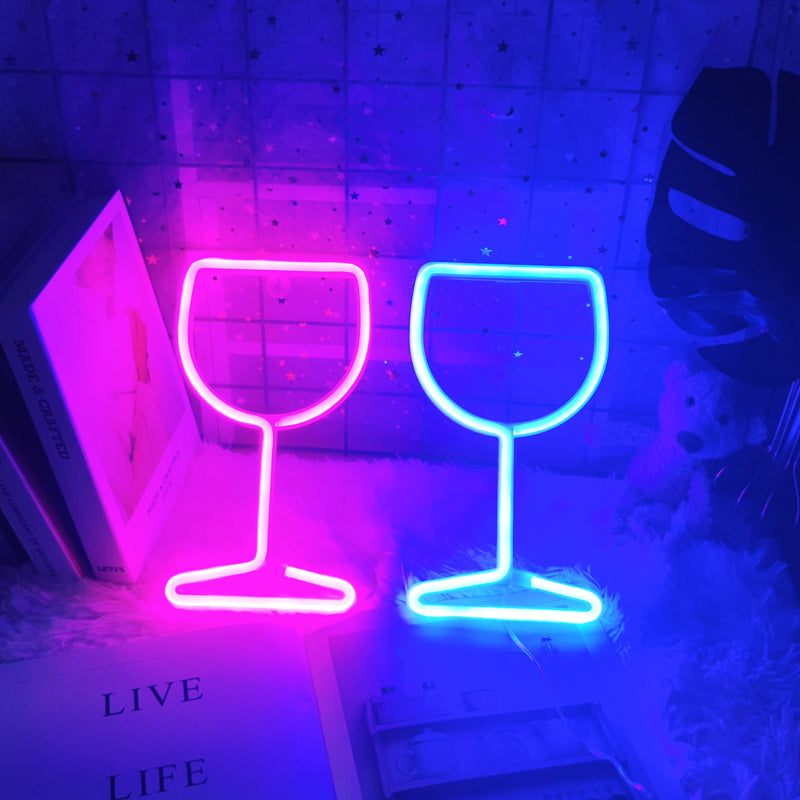 Wine Glass Neon Lamp Bar Neon Light Sign Party Home Desk Decor Neon Night