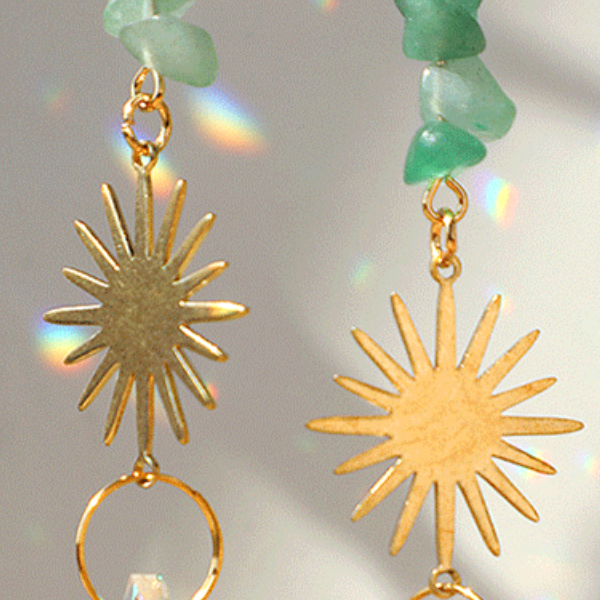 Sun Crescent  Crystals Glass Pendant Sun Catcher Decor