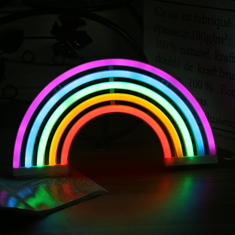 Cute Rainbow Neon Sign Night Light LED Rainbow Shaped Neon Sign Light Wall Decor