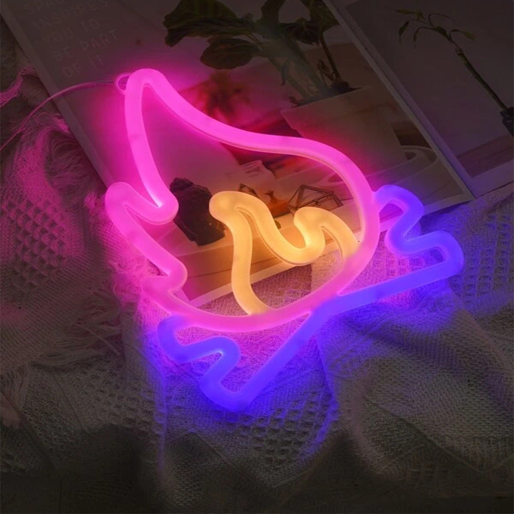 Flame Fire Neon Sign Lights Logo LED Wall Hanging Decortion Lamp