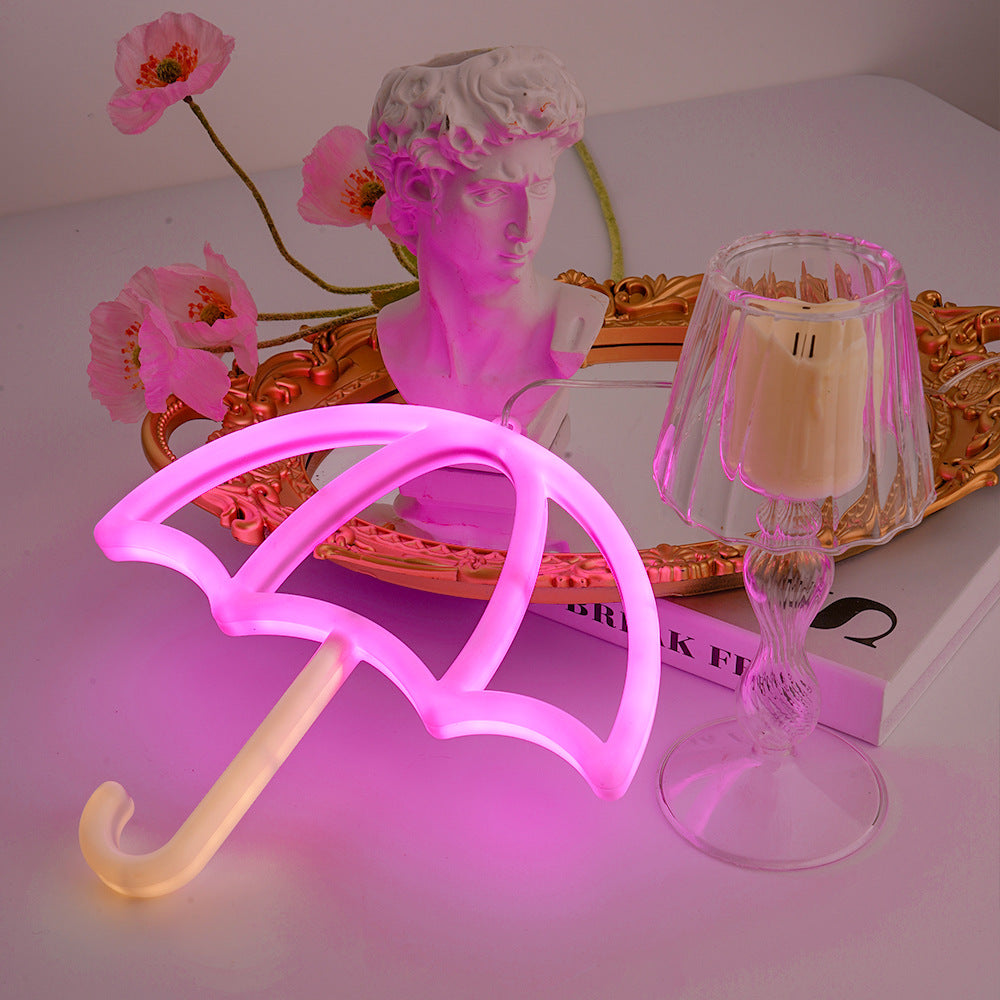 Pink Umbrella Led Neon Lights for Bedroom USB & Battery Operated Neon Sign Light