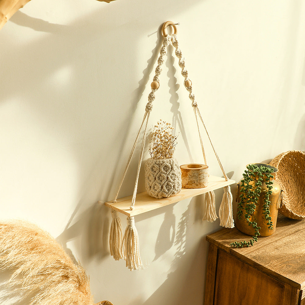 Boho Knitting Fringed Simple Shelf Wall Decorate