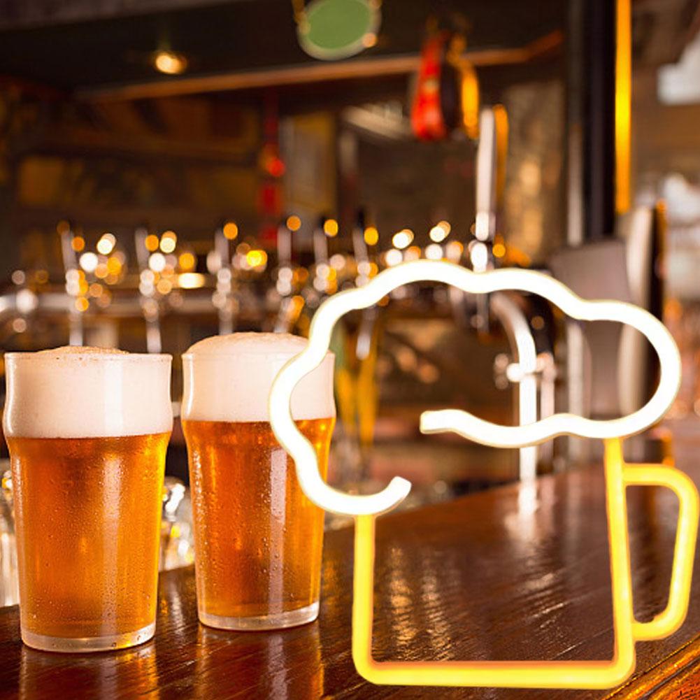 Beer Shaped Neon Led Light Cheers Design Hanging Decor Night Light For Bar Restaurant