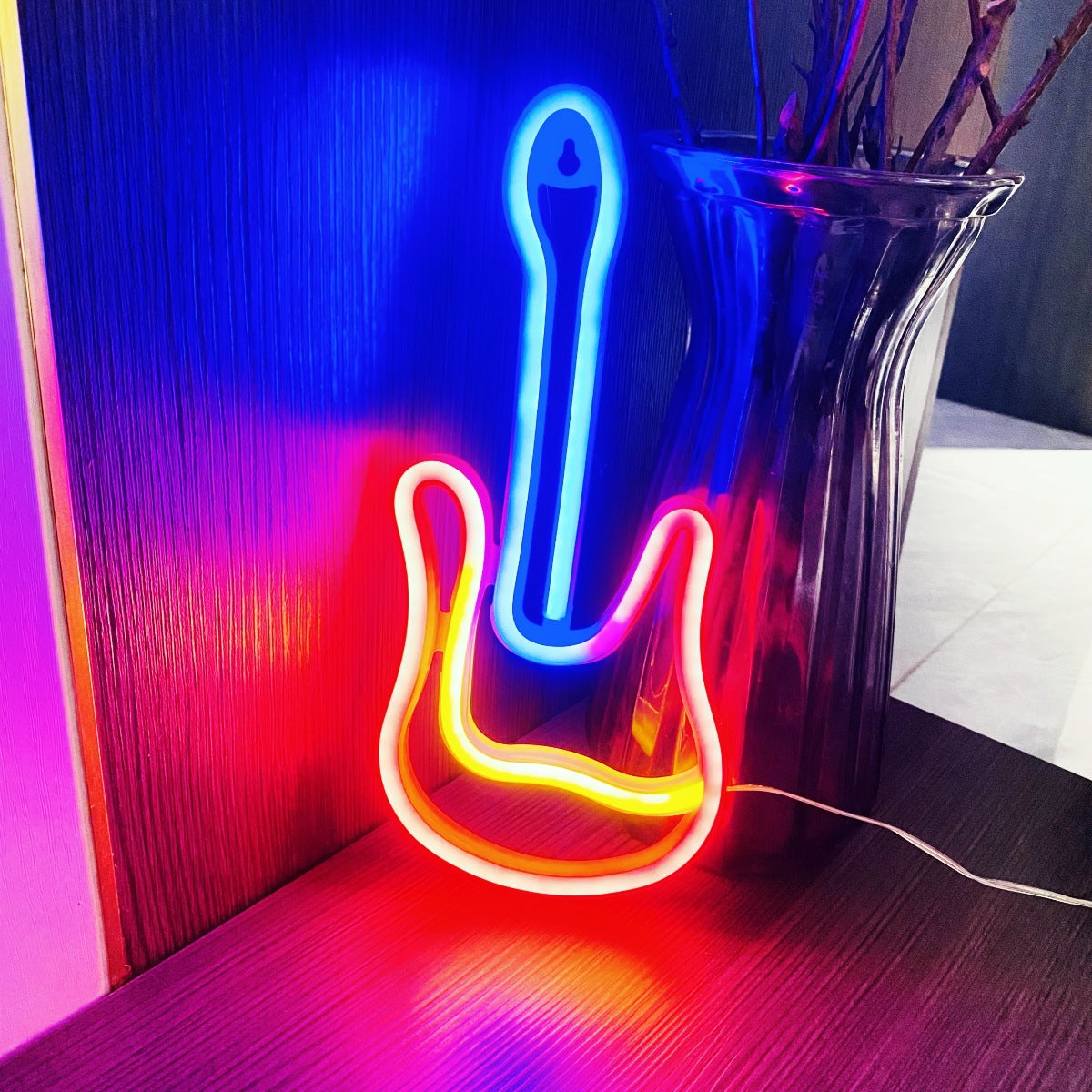 3D LED Neon Guitar Wall Hanging  Light Sign For Bar Pub Decor