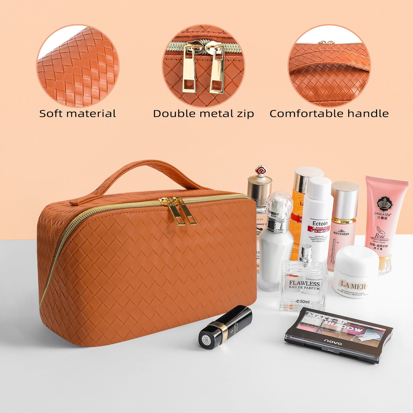 Large Capacity Makeup Bag For Women Multi-function Leather Travel Make Up Organizer Female Toiletry Bags Cosmetic Case Square Storage Pouch