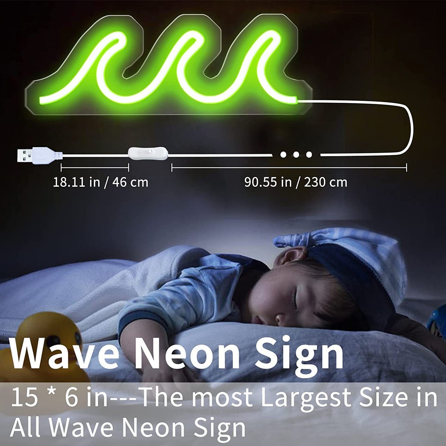 Wave Neon Light Art Wall Decor Wave Neon Signs USB Powered for Bedroom