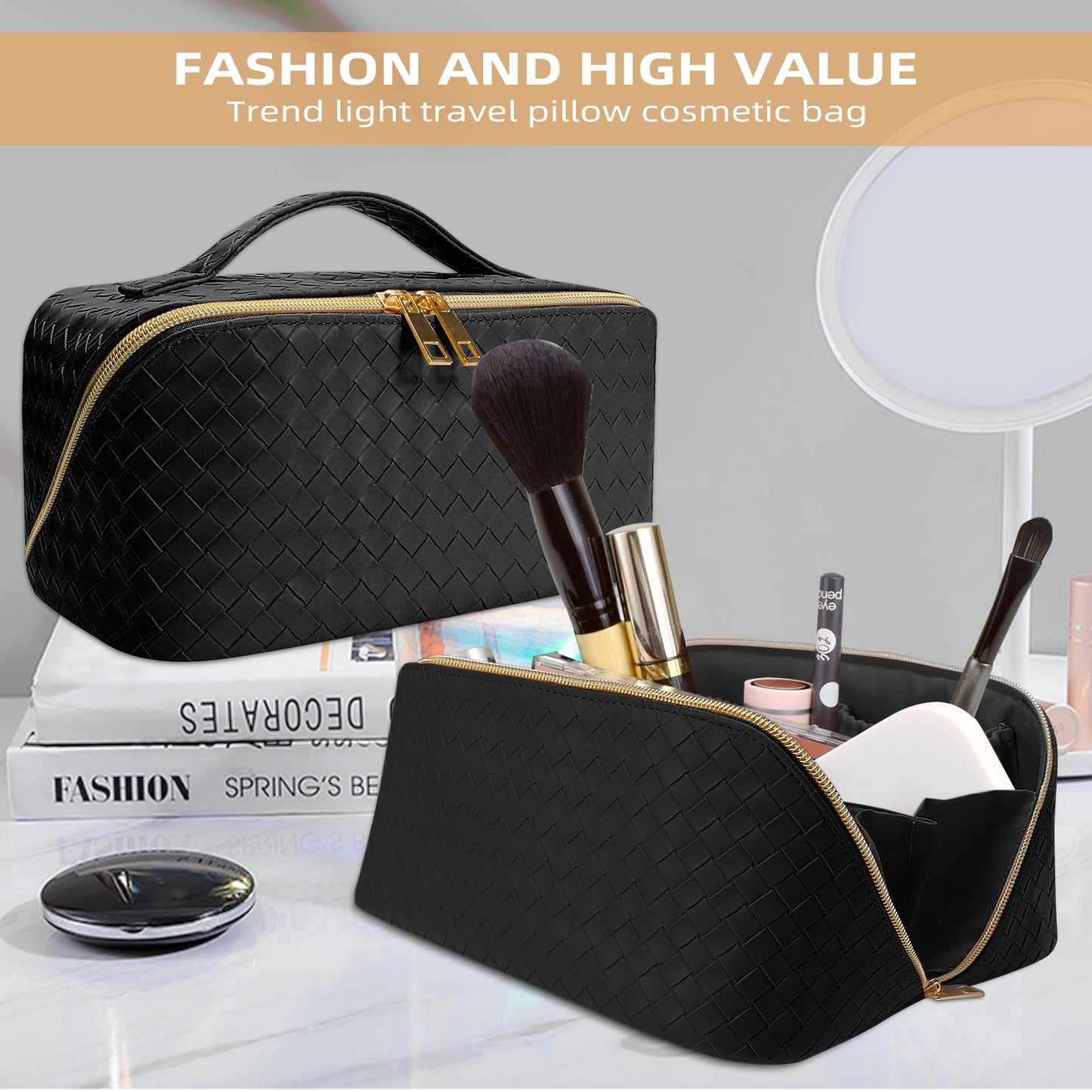 Large Capacity Makeup Bag For Women Multi-function Leather Travel Make Up Organizer Female Toiletry Bags Cosmetic Case Square Storage Pouch