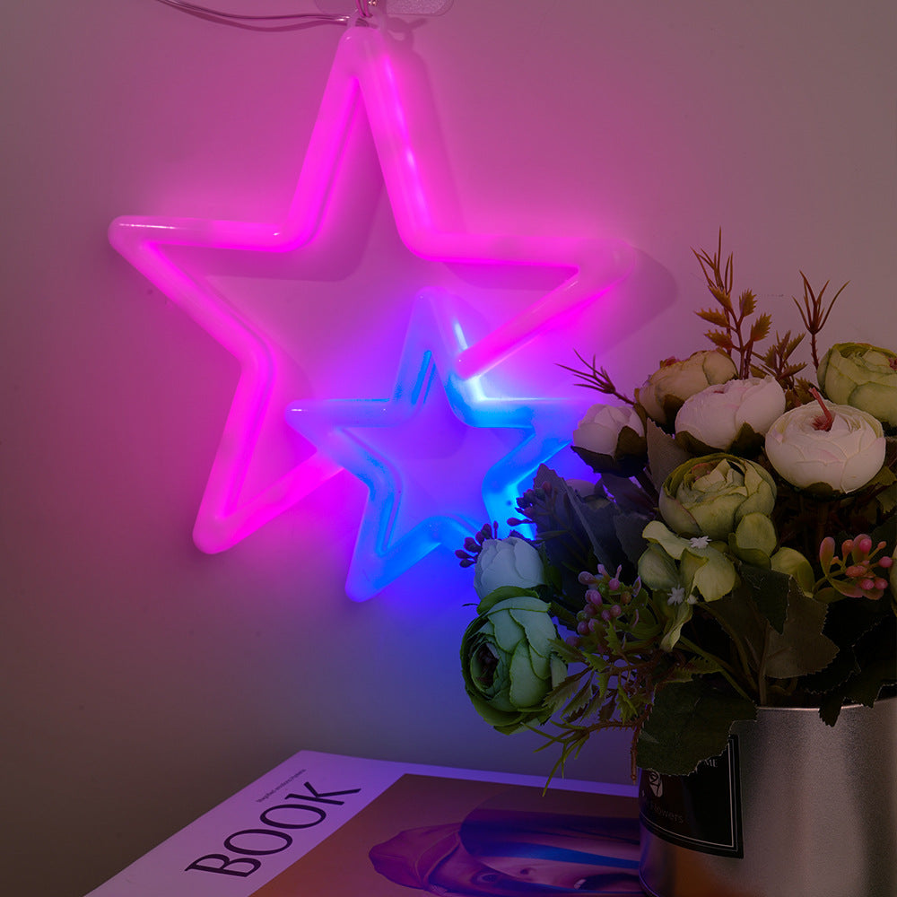 Star Shape LED Neon Sign Lights Modeing USB Battery LED Light