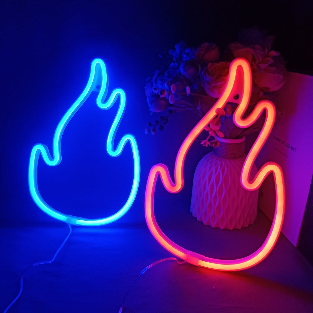Fire Flame Neon Sign Light LED Hanging Wall Night light Decor