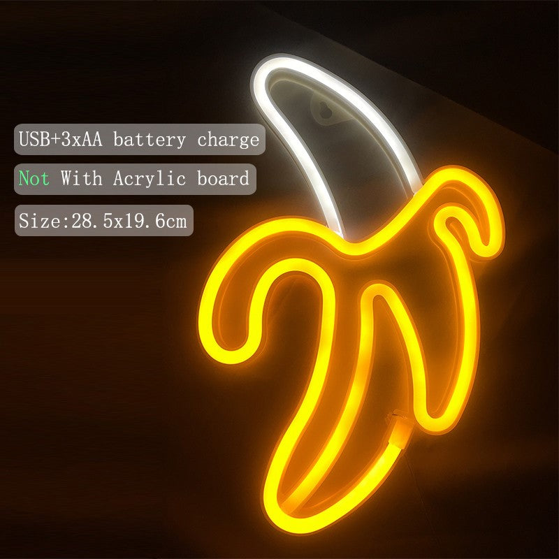 Banana Shape Neon Light Signs Room Wall Decor Lamp