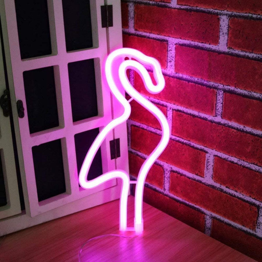 Flamingo Bird Sign Neon Light Animal Figure Decor Ornaments Lamp Nightlight for Room