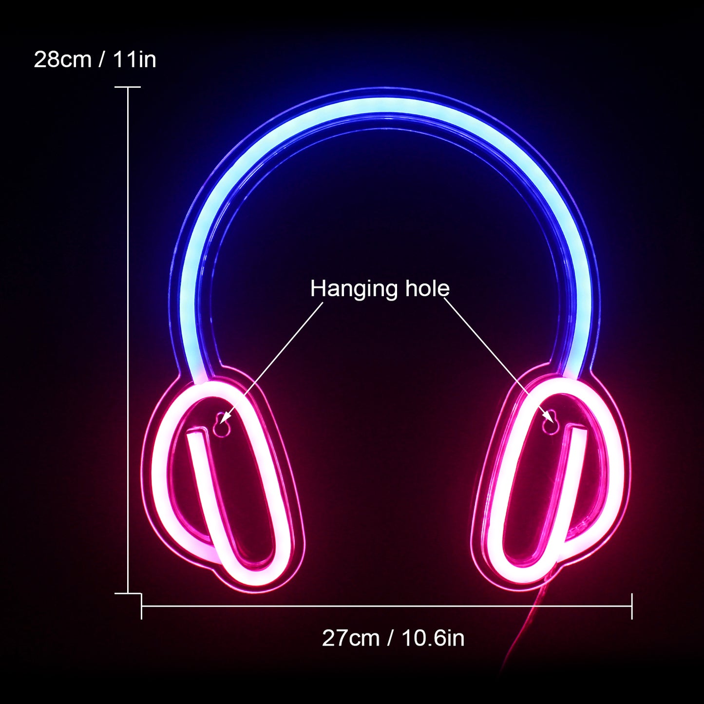 Headphone Neon Sign Headset Neon Lights for Game Audio Room Studio Bedroom Wall Decor