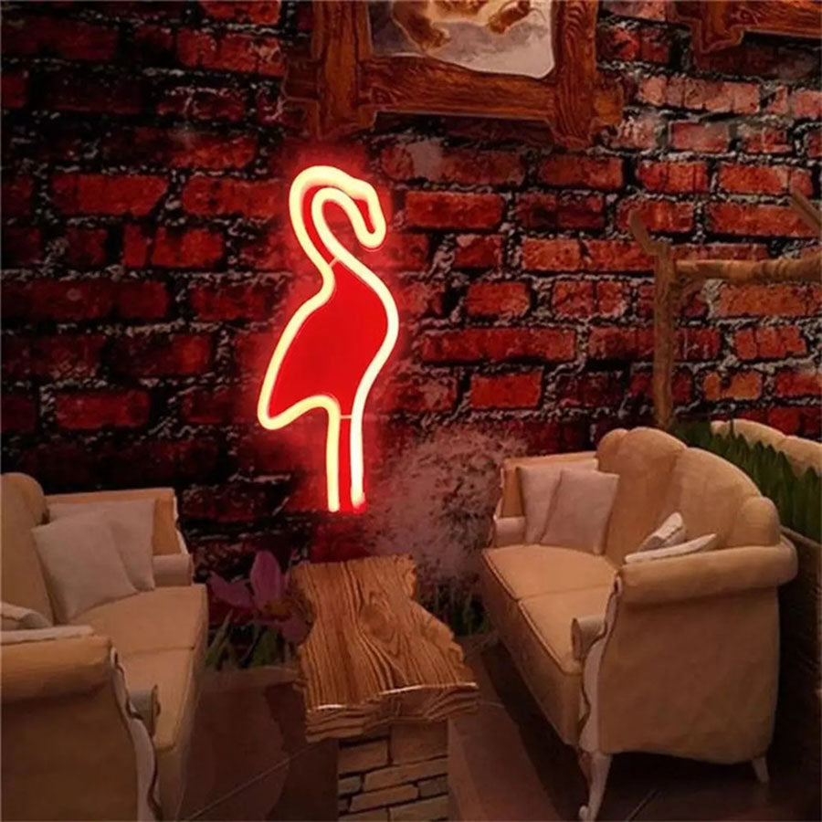 Flamingo Bird Sign Neon Light Animal Figure Decor Ornaments Lamp Nightlight for Room