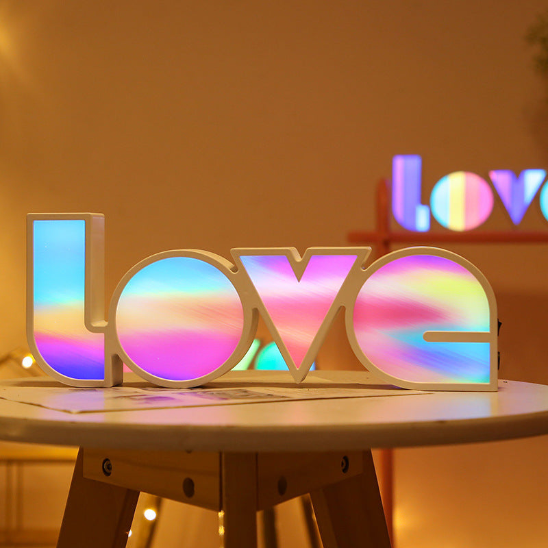 Love Letter LED Neon Lights Rainbow Color Love Shape Night Sign Lamp For Party Room Decor