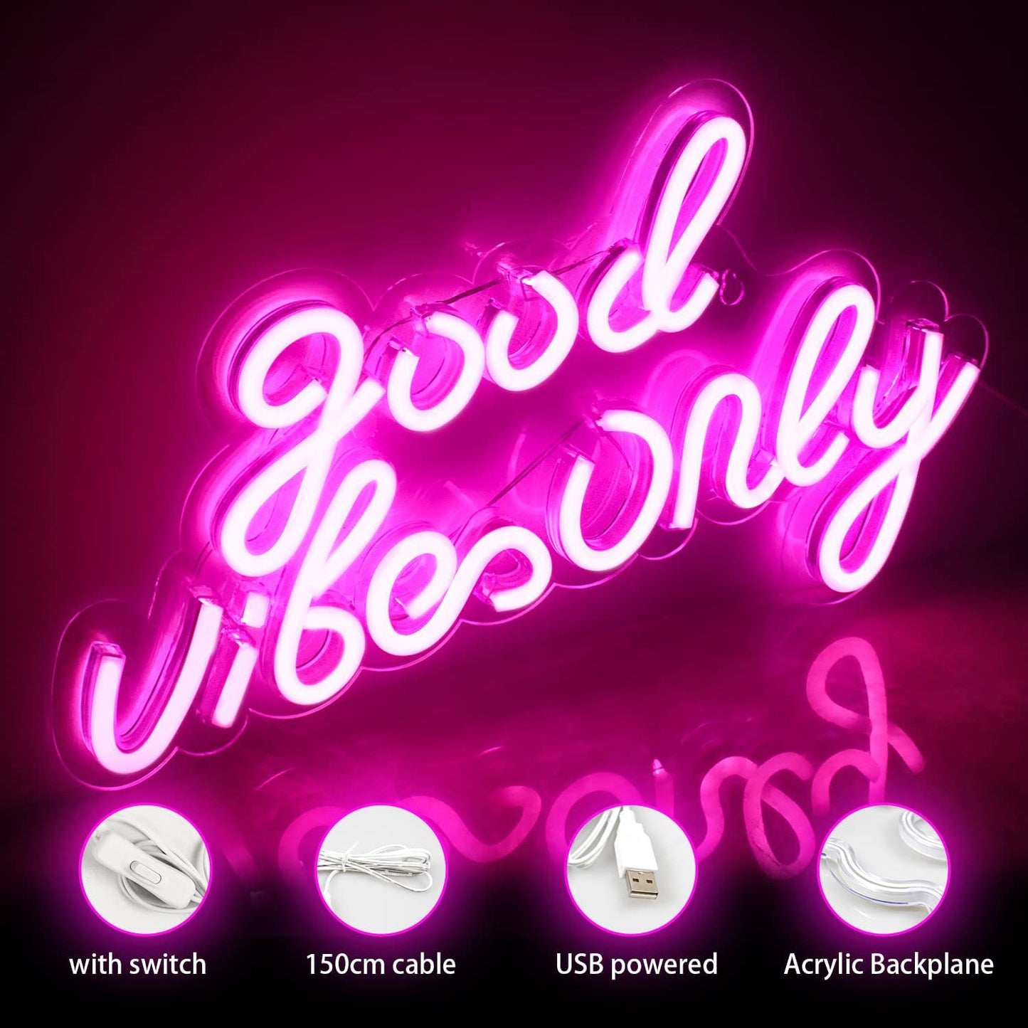 Good Vibe Only Atmosphere PVC Letter Neon Lamp