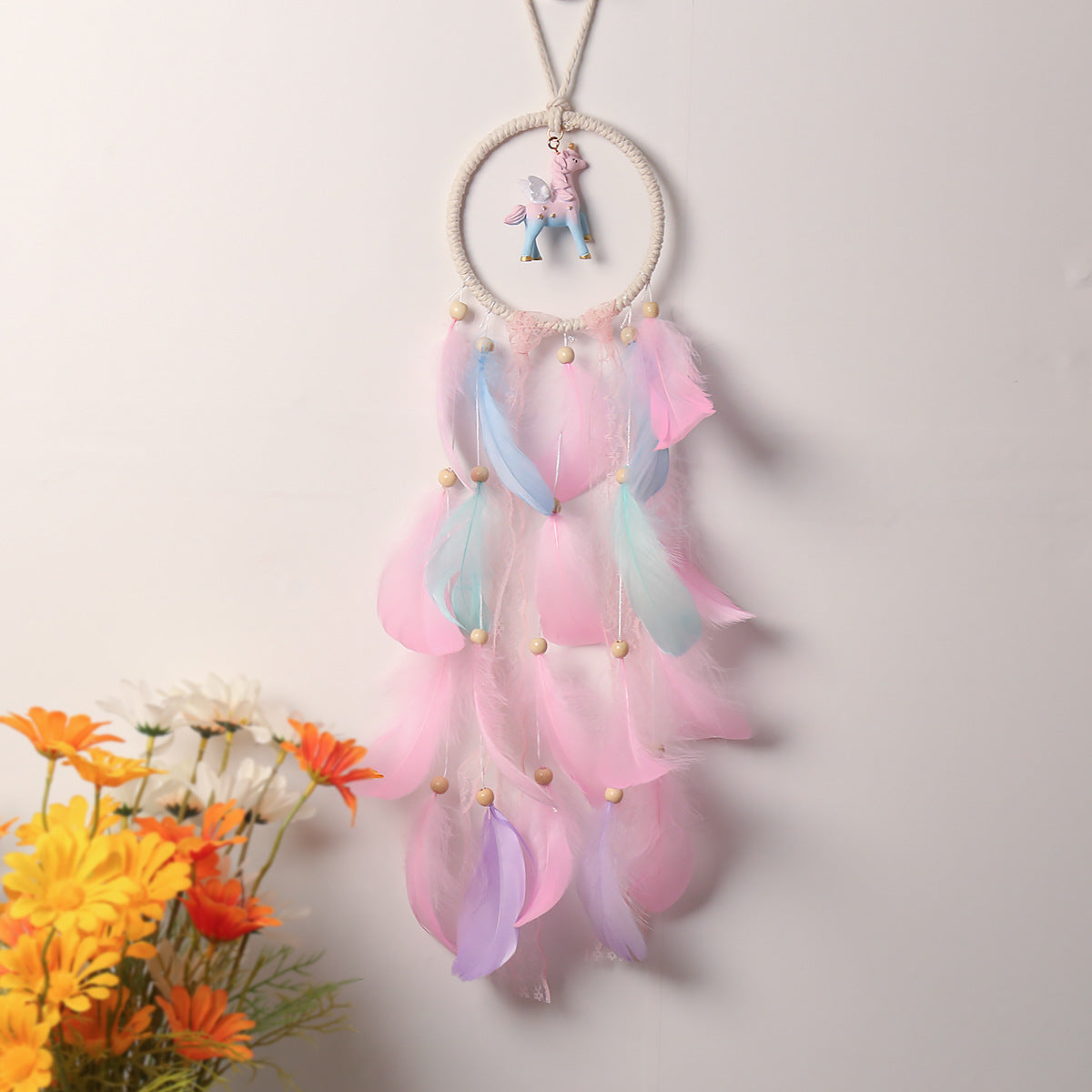 Pink Feather Weave Dream Catcher