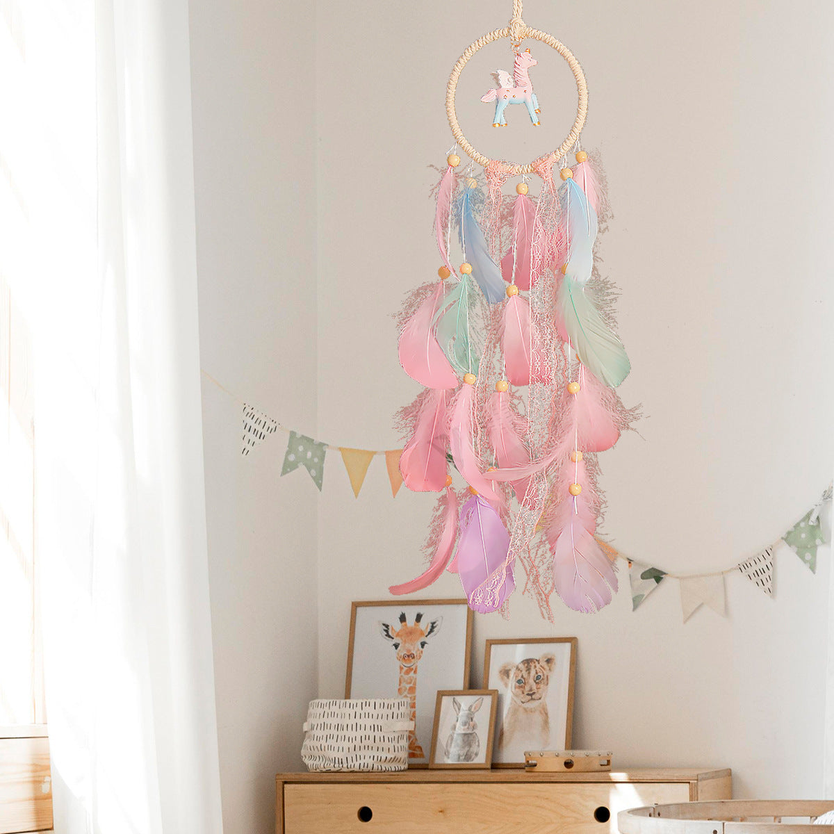 Pink Feather Weave Dream Catcher