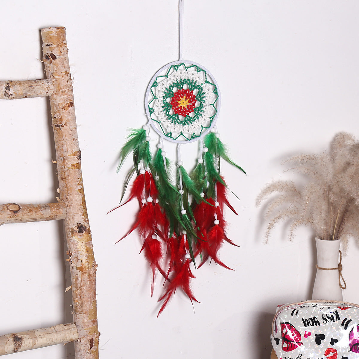 Christmas Weave Feather Wall Decoration