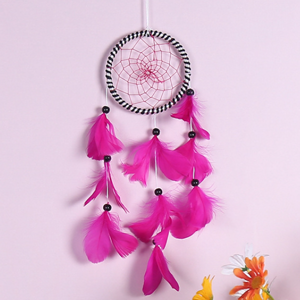 Pink Feather Weave Dream Catcher Decoration