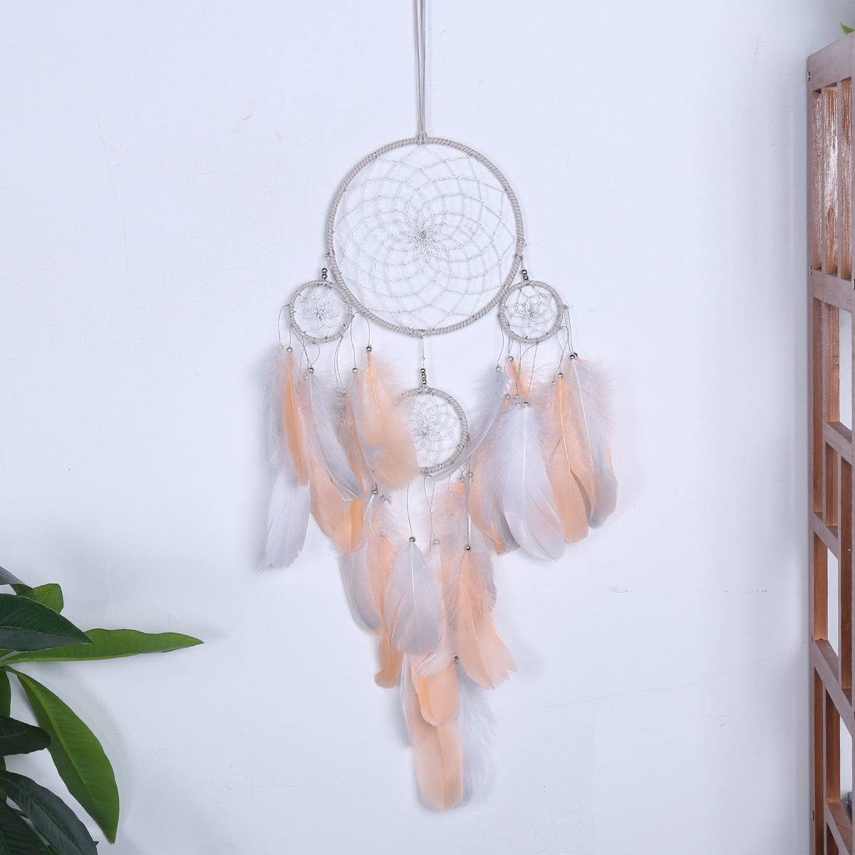 Orange Feather Weave Dream Catcher Decoration