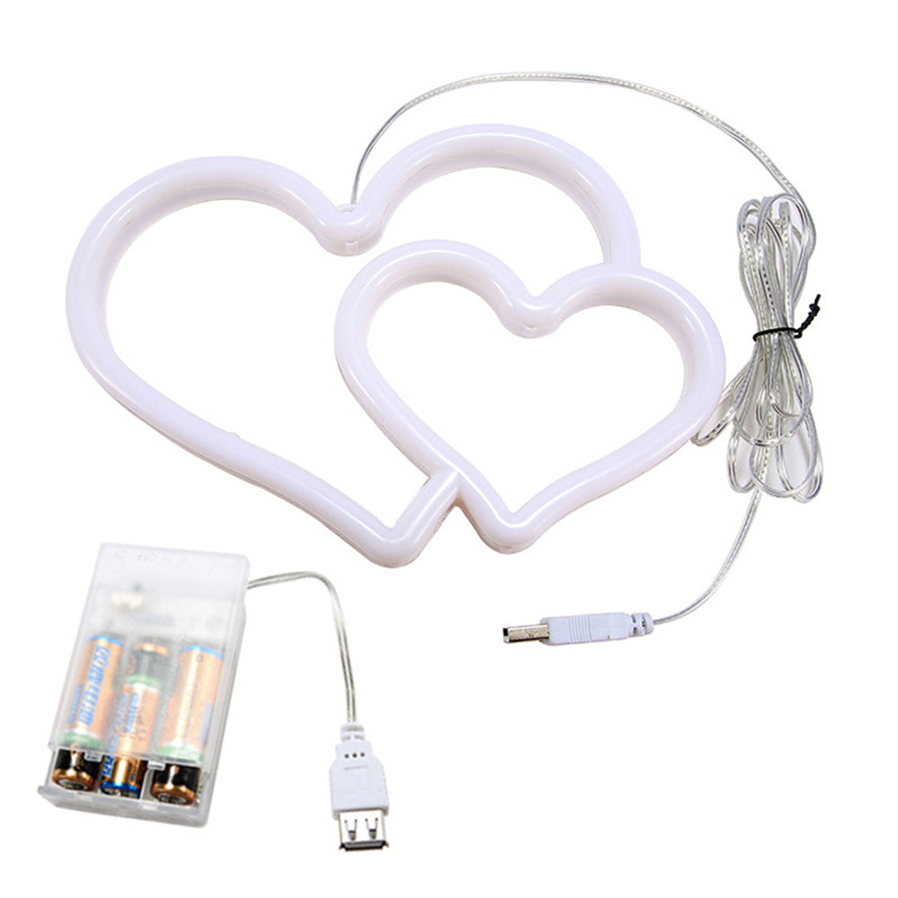 Love Neon Lights LED Heart Shape Party Decor Lights USB Battery LED Light