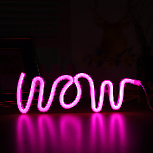 Wave Shape PVC  USB & Battery Powered  Nein Sign Neon Lights For Wall