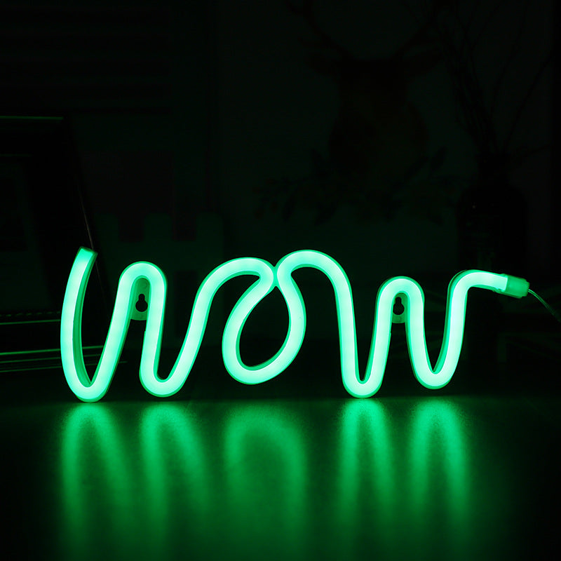 Wave Shape PVC  USB & Battery Powered  Nein Sign Neon Lights For Wall