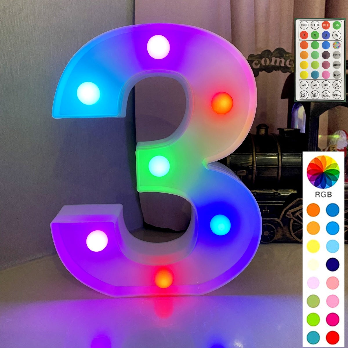 Colorful Alphabet Letter & Numbers LED Lights Remote Control Letter Lamp Decor Luminous Night Lights