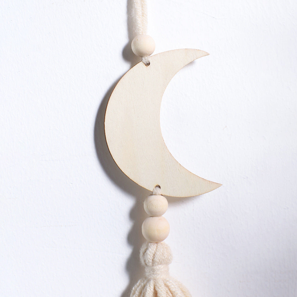Wooden Star Moon Tassels Pendant Wall Decoration