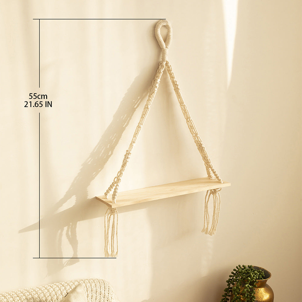 Bohemian Wood  Hanging Plant Shelves For Wall Decor