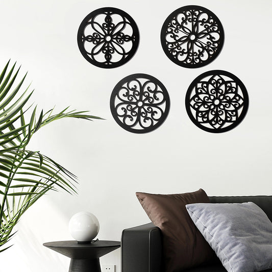 4PCS/Set Black Wood Art Applique Wall Decoration