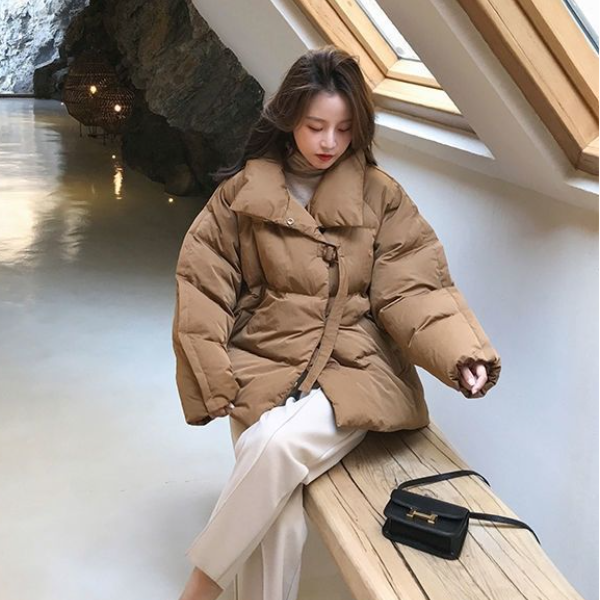 Korean Version Pure Color Women's Down Coats