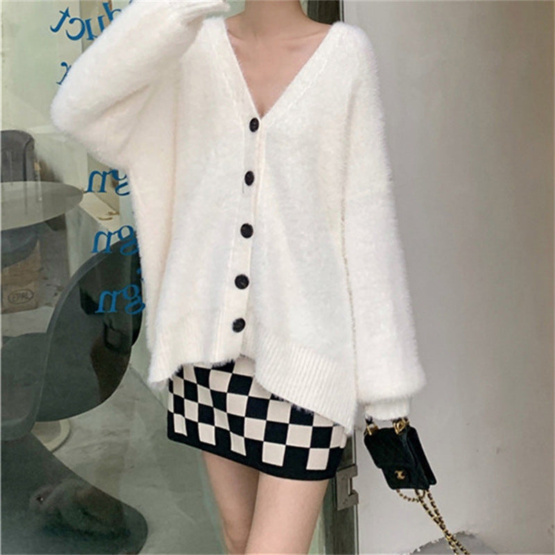Lazy Style Pure Color Loose Knitted Sweater