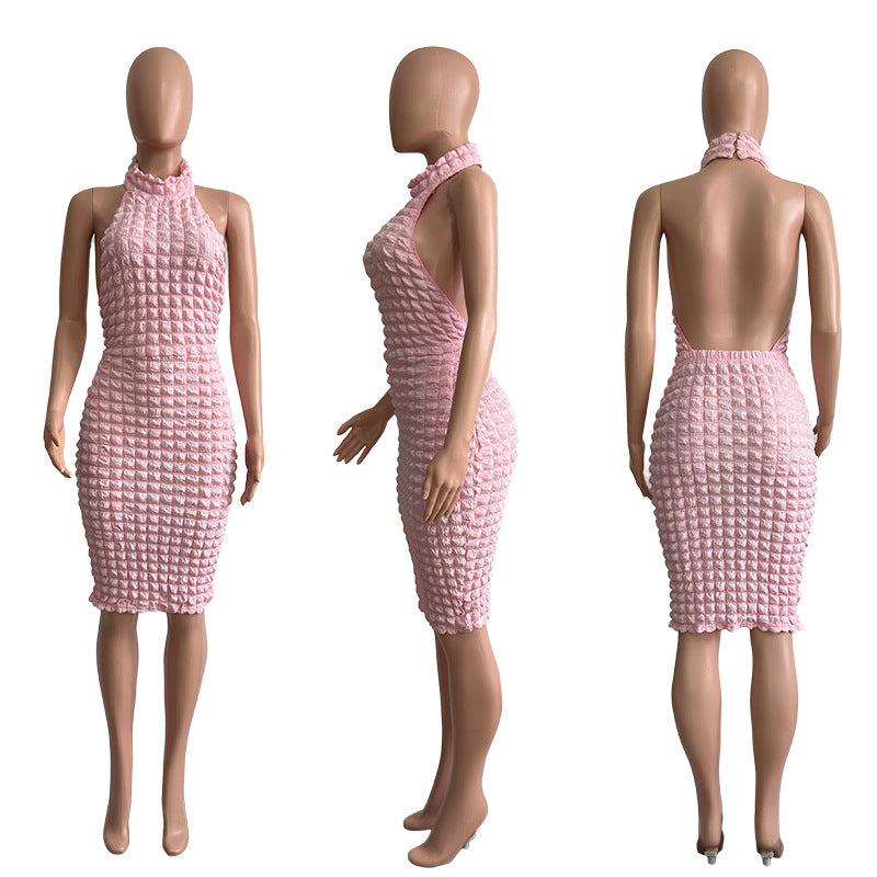 Casual Backless Halter Sleeveless Dresses For Women
