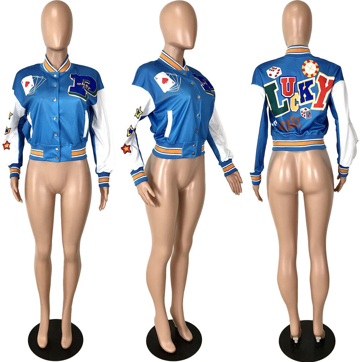 New Fashion Women Patchwork Pattern Baseball Coats