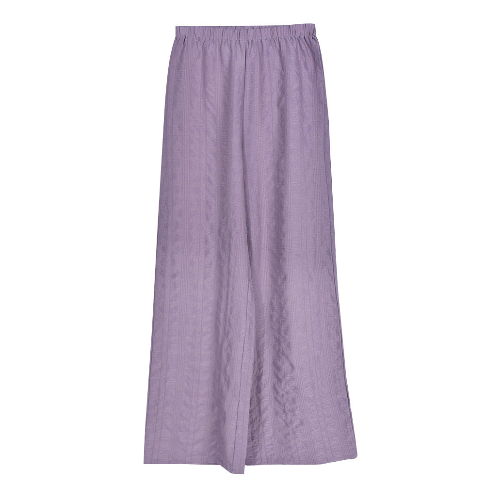 Trendy Purple Flare  Elastic Waist Pants